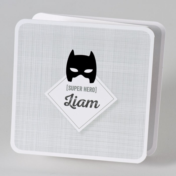 Geboortekaartje met batmanmasker
