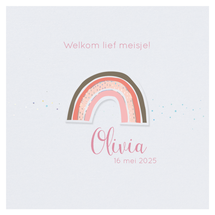 Geboortekaartje met trendy regenboog