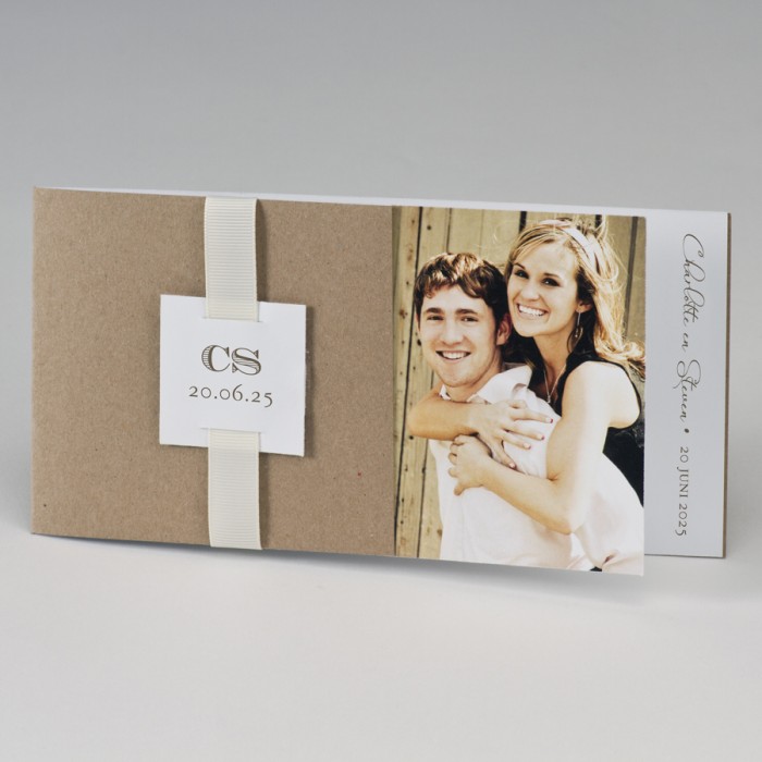 Langwerpige fotokaart met kraft en beige