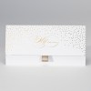 Witte clutch met confetti in goudfolie