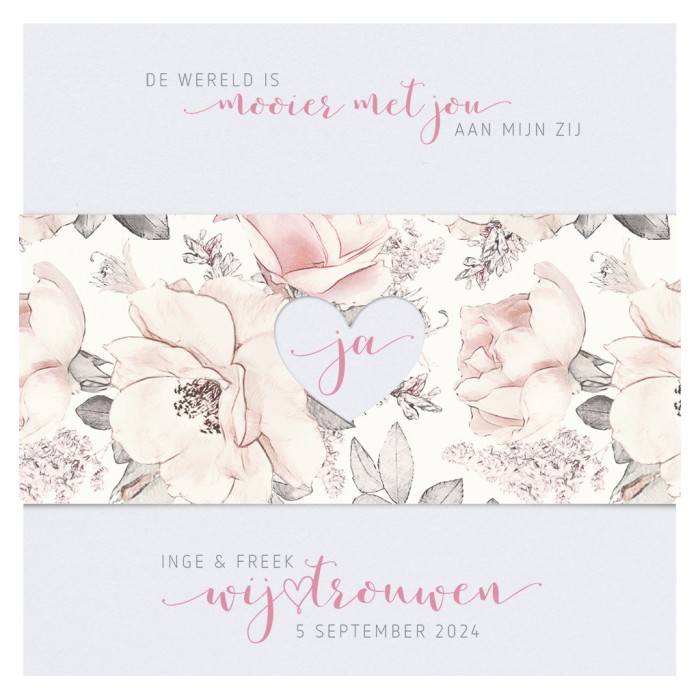 Huwelijkskaart aquarel bloemen